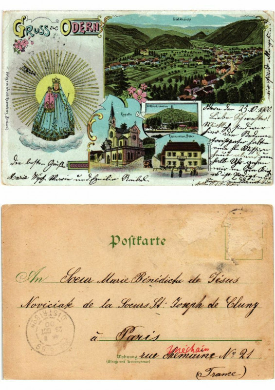 Carte postale ancienne Litho Gruss aus Odern 1900 . Alsace