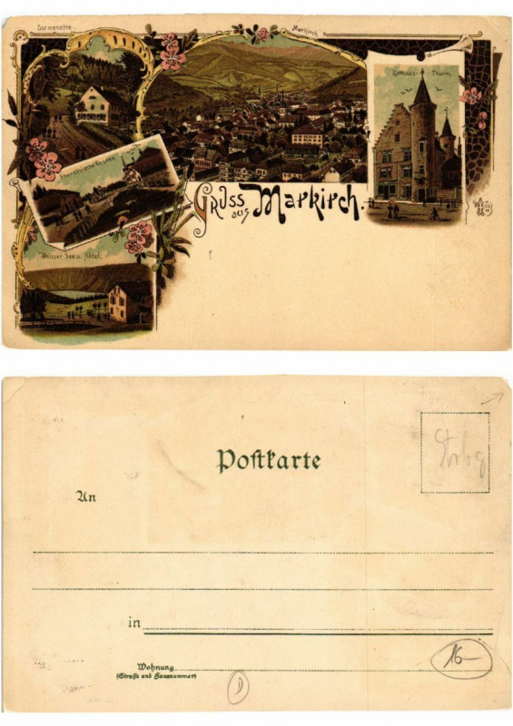 Carte postale ancienne Litho Gruss aus Markirch . Alsace