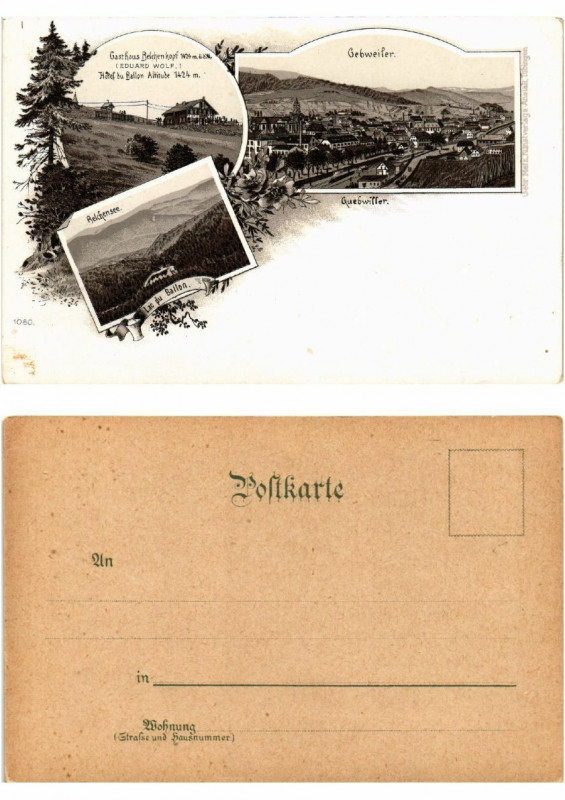 Carte postale ancienne Litho Gebweiler Lac du Ballon . Alsace