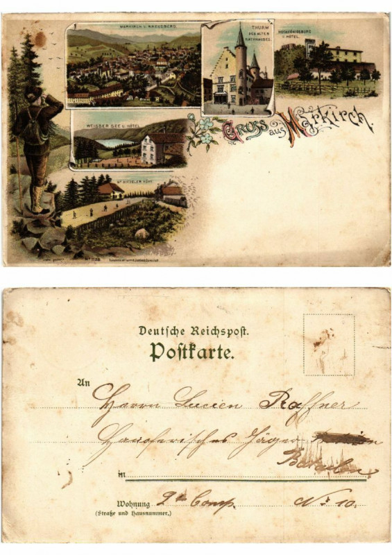 Carte postale ancienne Litho Gruss aus Markirch . Alsace