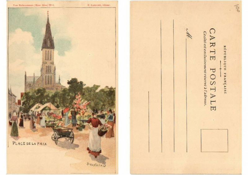 Carte postale ancienne Vues Mulhousiennes Nouv. Serie No. 6. Place de la Paix. Alsace