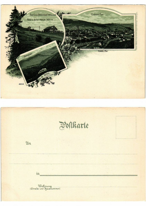 Carte postale ancienne Litho Gebweiler Lac du Ballon . Alsace
