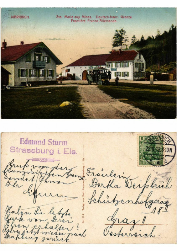Carte postale ancienne MarkirchSainte-Marie aux Mines Deutsch-franz. Grenze. Alsace à Sainte-Marie-aux-Mines