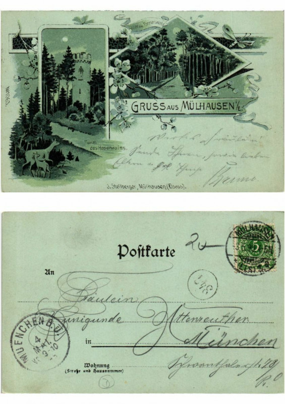 Carte postale ancienne Litho Gruss aus Mulhausen . Alsace