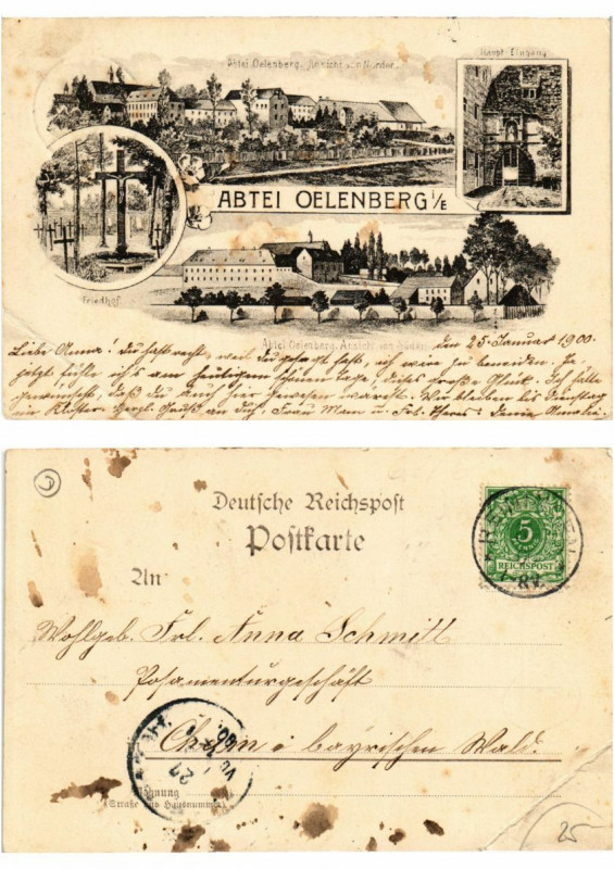 Carte postale ancienne Litho Abtei Oelenberg 1900 . Alsace