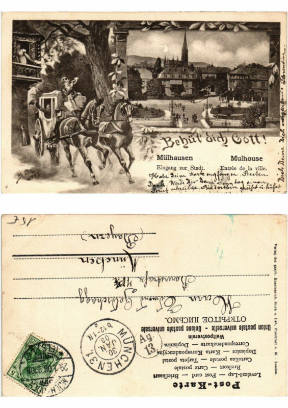 Carte postale ancienne Mulhausen Mulhouse Eingang zur Stadt Entrée de la Ville. Alsace à Mulhouse