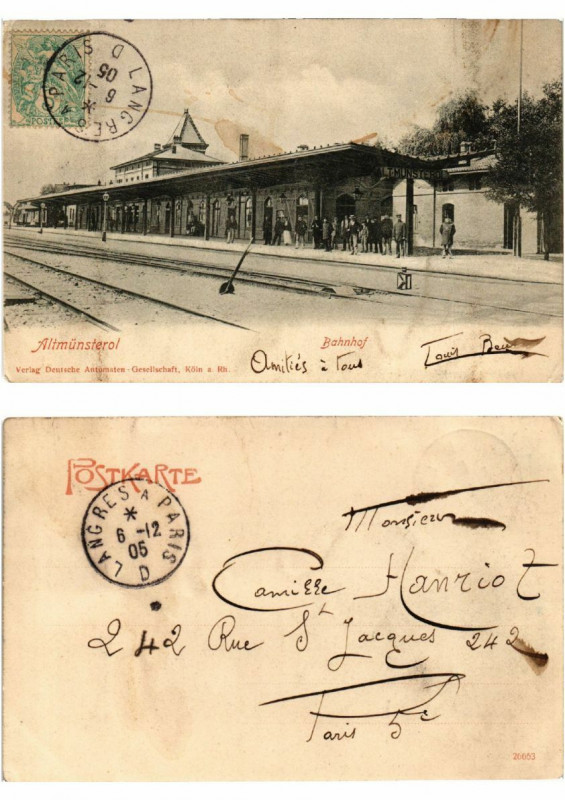 Carte postale ancienne Altmunsterol Bahnhof 1905. Alsace à Munster