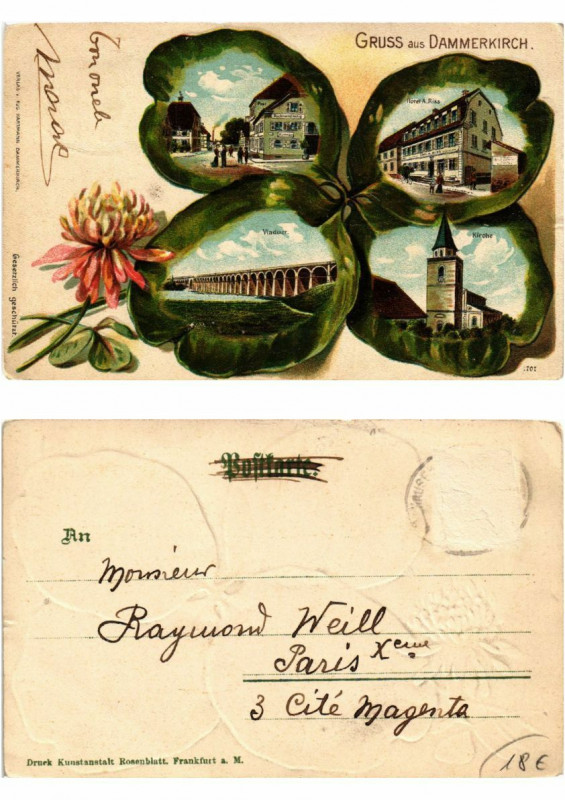 Carte postale ancienne Litho Gruss aus Dammerkirch . Alsace