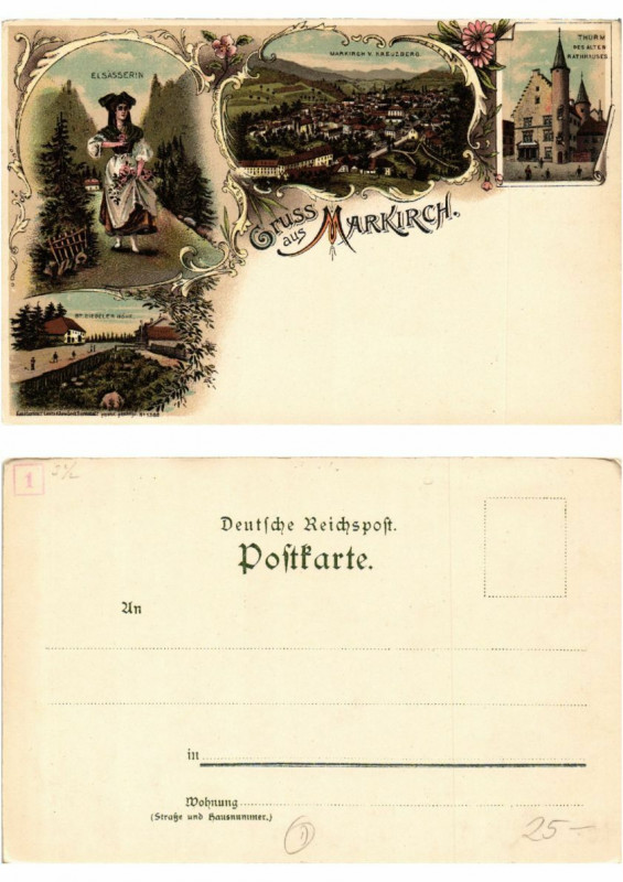 Carte postale ancienne Litho Gruss aus Markirch . Alsace