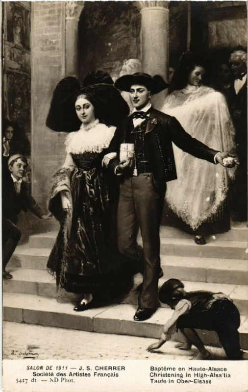Carte postale ancienne Un Baptéme en haute Alsace