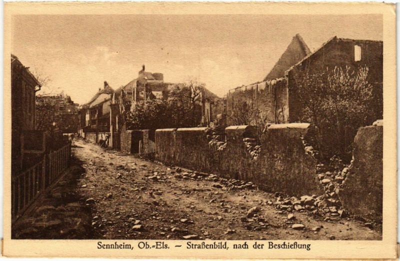 Carte postale ancienne Sennheim Ob-Els - Strassenbild