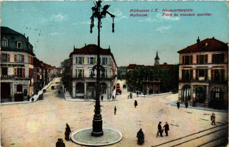 Carte postale ancienne Mulhausen - Neuquartlerplatz