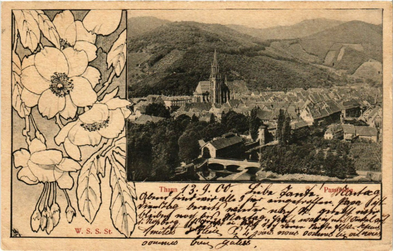 Carte postale ancienne Thann - Panorama à Thann