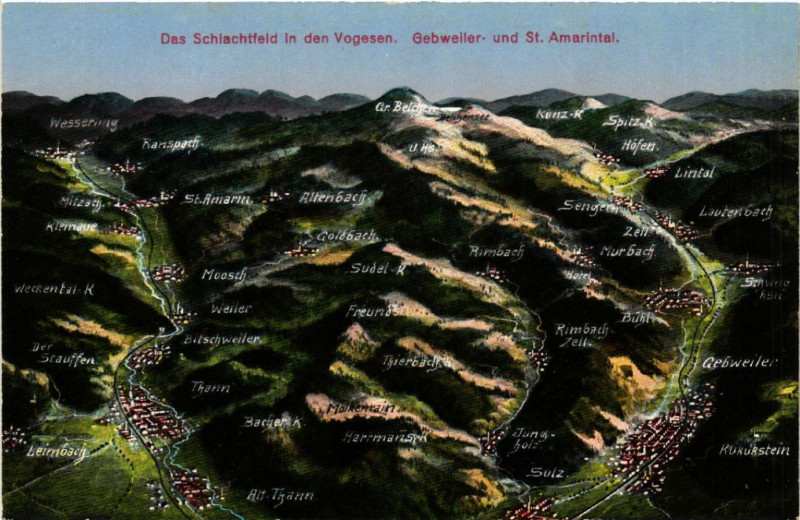 Carte postale ancienne Das Schlachtfeld in den Vogesen - Gebweiler und Saint-AMARINtal à Saint-Amarin