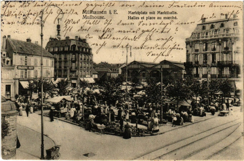 Carte postale ancienne Mulhausen - Marktplatz