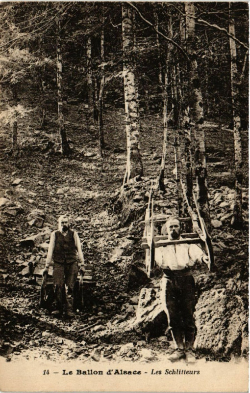 Carte postale ancienne Le Ballon d'Alsace - Les Schlitteurs