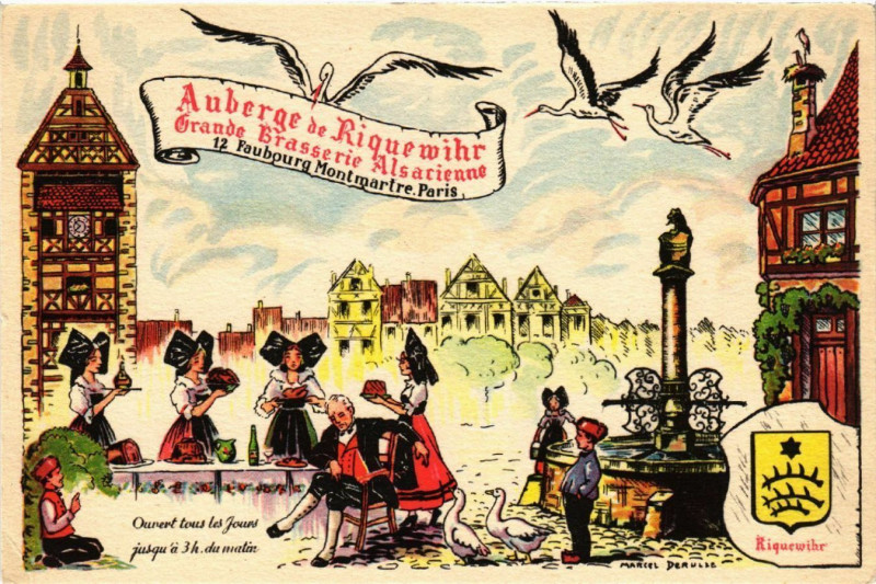 Carte postale ancienne Riquewihr - Auberge de Riquewihr - Grande Basserie Alsacienne à Riquewihr