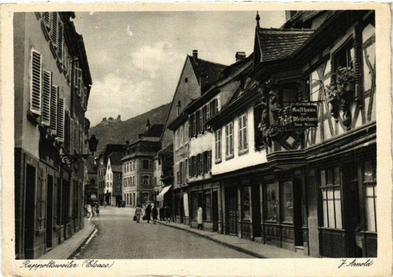 Carte postale ancienne Ribeauville - Rappoltsweiler - Rue - Strasse - Scene à Ribeauvillé