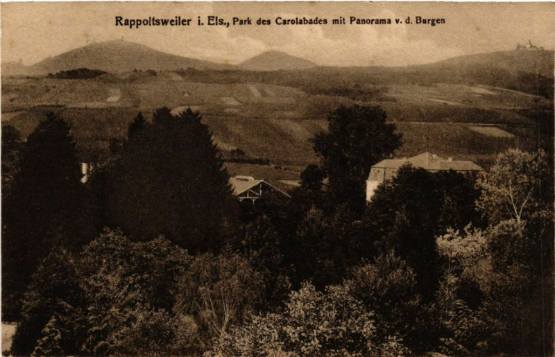 Carte postale ancienne Ribeauville Rappoltsweiler Park des Carolabades mit Panorama à Ribeauvillé