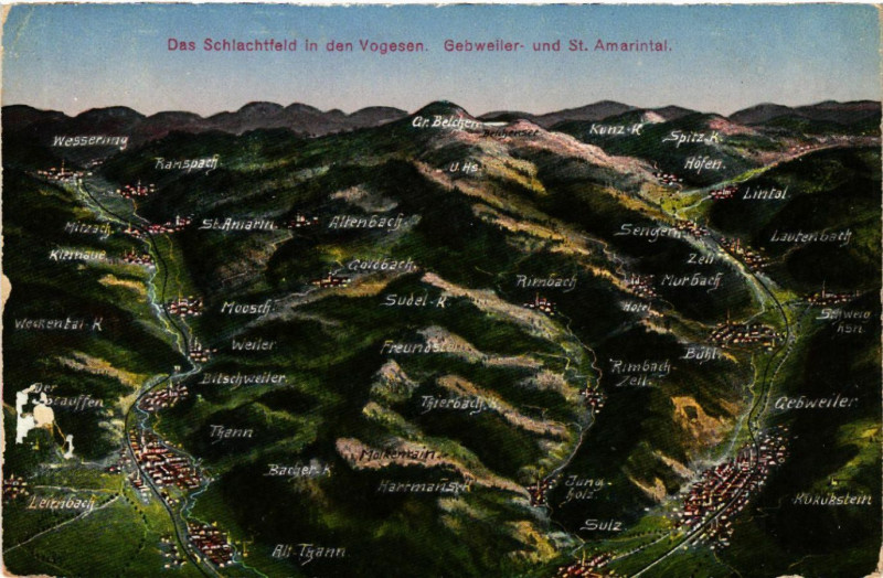 Carte postale ancienne Das Schlachtfeld in den Vogesen - Gebweiler und Saint-AMARINtal à Saint-Amarin