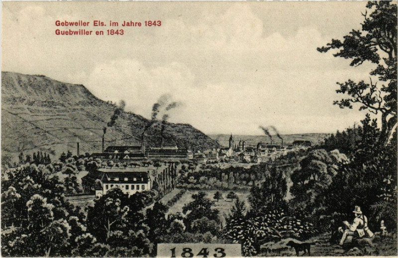 Carte postale ancienne Gebweiler Els. im Jahre 1843