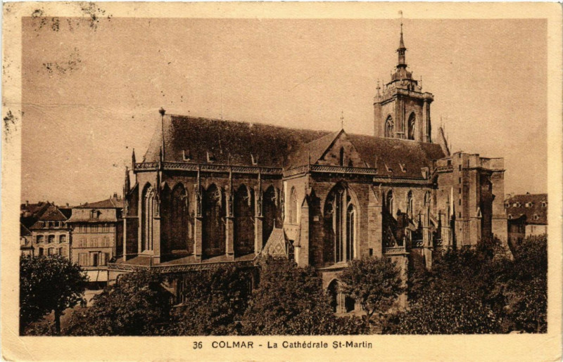 Carte postale ancienne Colmar - La Cathedrale Saint-Martin à Colmar