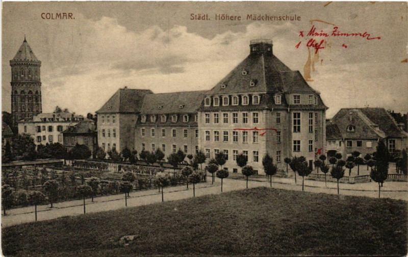 Carte postale ancienne Colmar - Stadt Hohere Madchenschule à Colmar