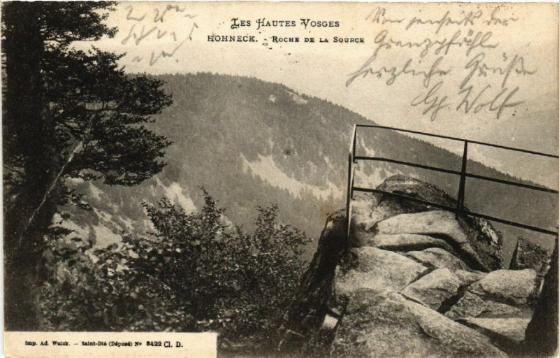 Carte postale ancienne Hohneck - Roche de la Source