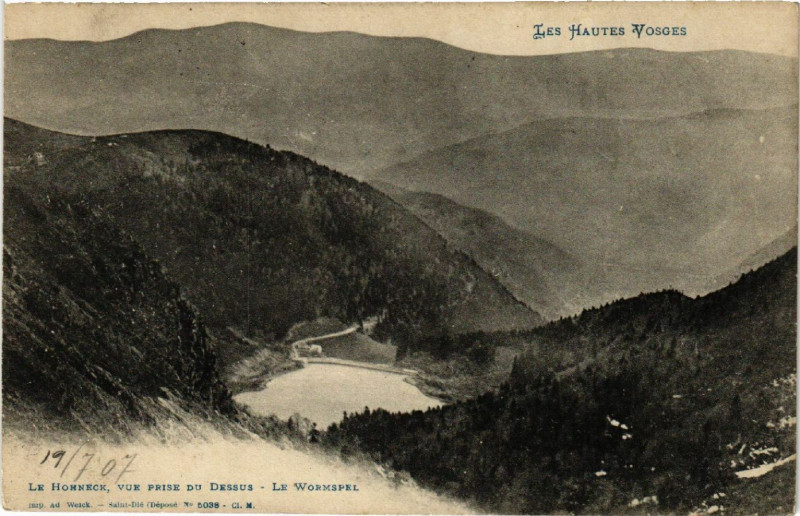 Carte postale ancienne Le Hohneck - Vue prise du Dessus - Le Wormspel
