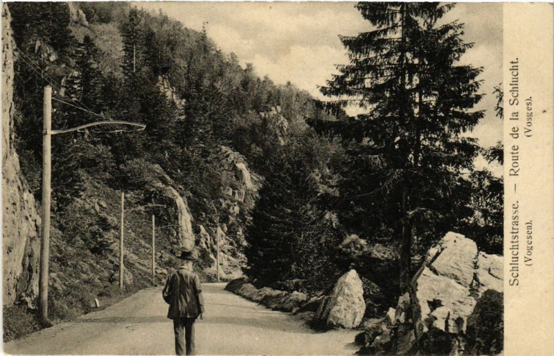 Carte postale ancienne Schlucht - Route de la Schlucht