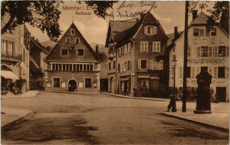 Carte postale ancienne Munster i. E. - Rathaus à Munster