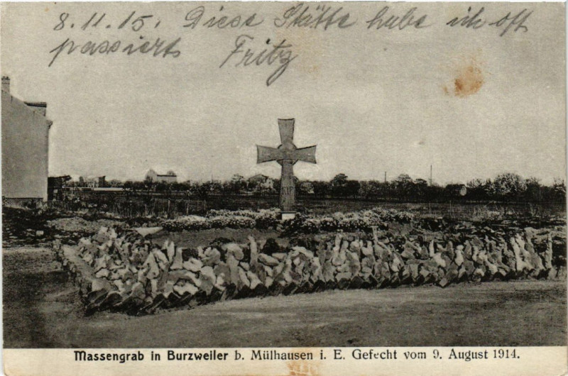 Carte postale ancienne Massengrab in Burzweiler b. Mulhausen