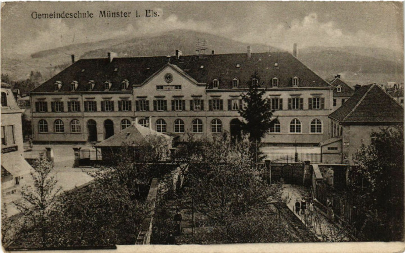 Carte postale ancienne Gemeindeschule Munster i. Els. à Munster