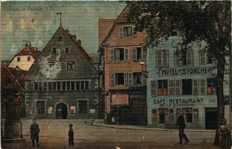 Carte postale ancienne Rathaus in Munster à Munster