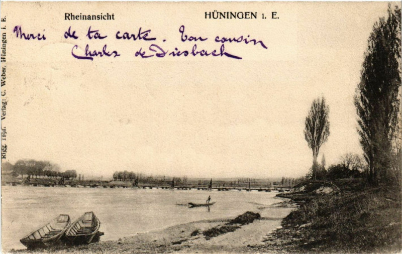 Carte postale ancienne Rheinansicht - Hunigen