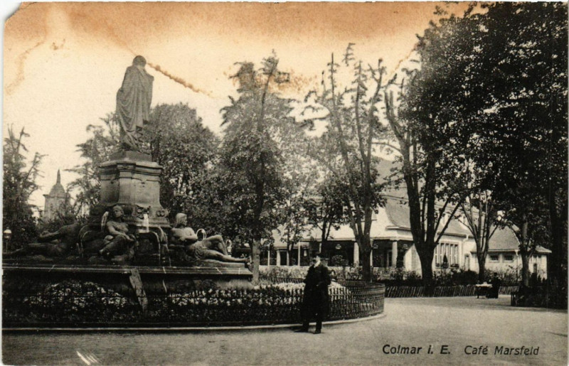 Carte postale ancienne Colmar i. E. - Café Marsfeld à Colmar