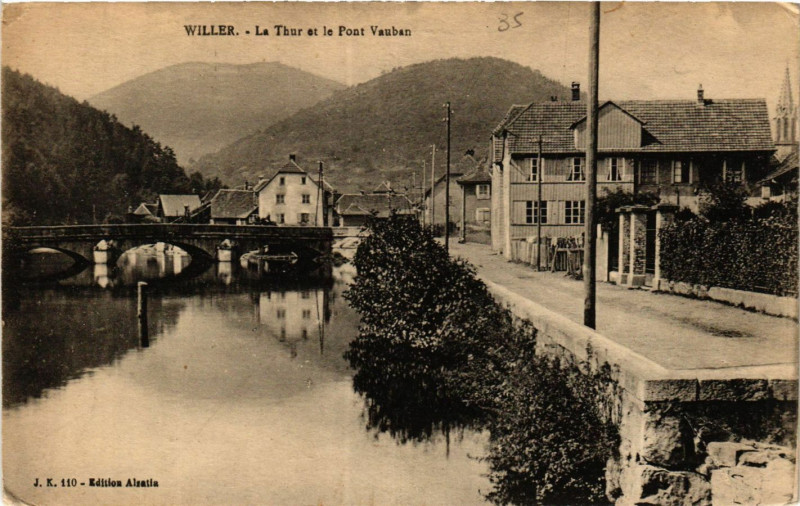 Carte postale ancienne Willer - La Thur et le Pont Vauban à Willer