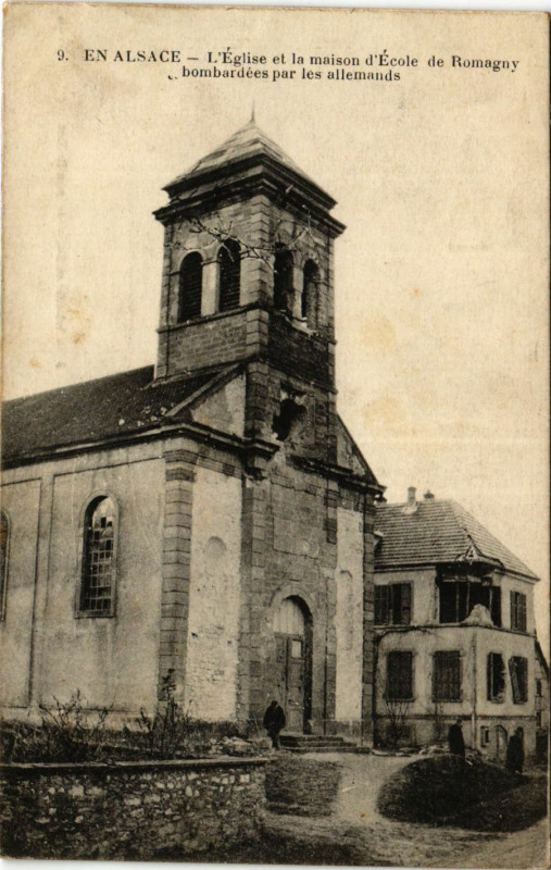 Carte postale ancienne En Alsace - L'Egliséet la maison d'Ecole