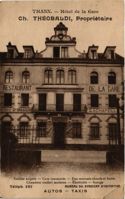 Carte postale ancienne Thann - Hotel de la Gare à Thann