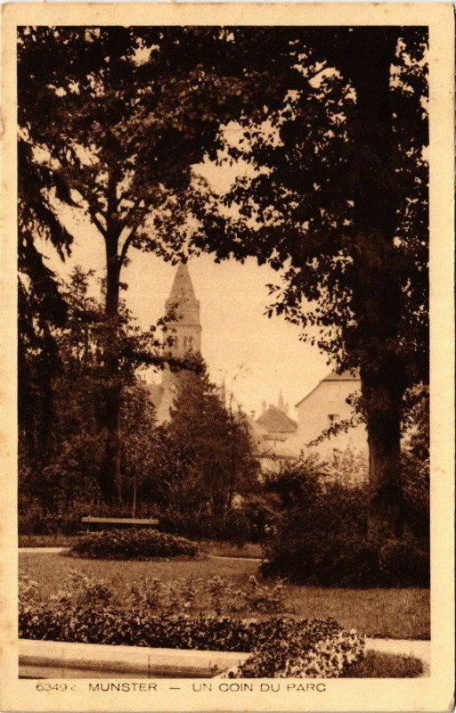 Carte postale ancienne Munster - Un coin du Parc à Munster