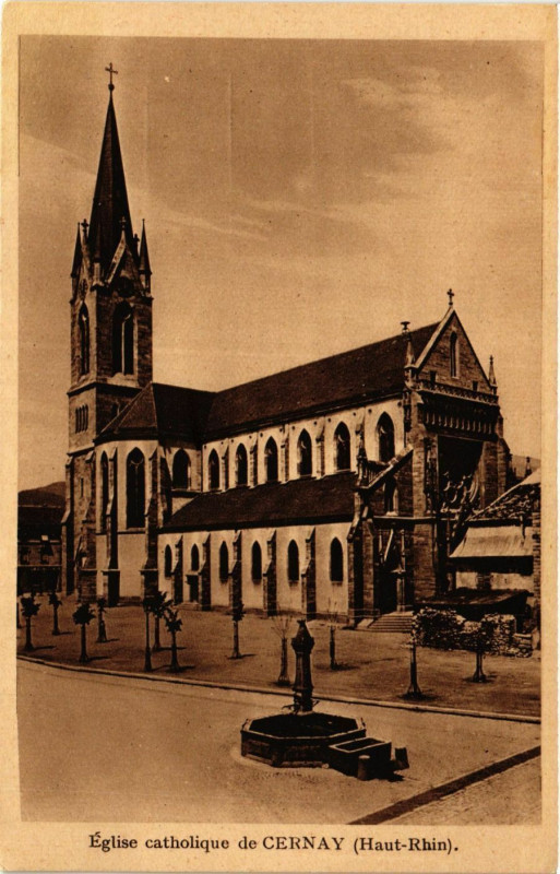 Carte postale ancienne Eglise catholique de Cernay à Cernay