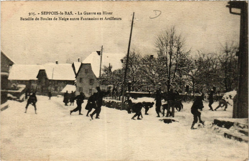 Carte postale ancienne Seppois le Bas La Guerre en Hiver Bataille de Boulée de Neige à Seppois-le-Bas