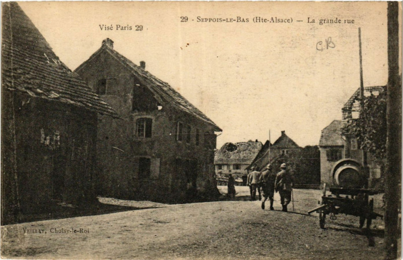 Carte postale ancienne Seppois le Bas - La Grande Rue à Seppois-le-Bas