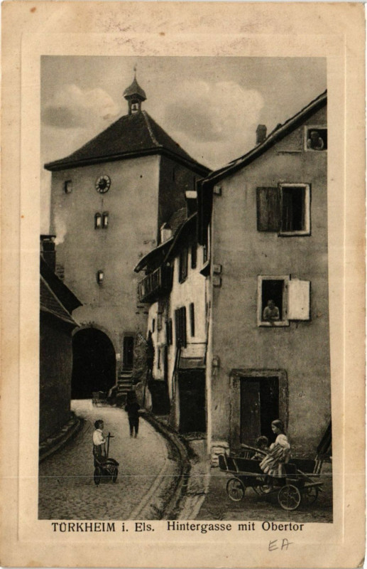 Carte postale ancienne Turkheim i. Els. Hintergrasse mit Obertor
