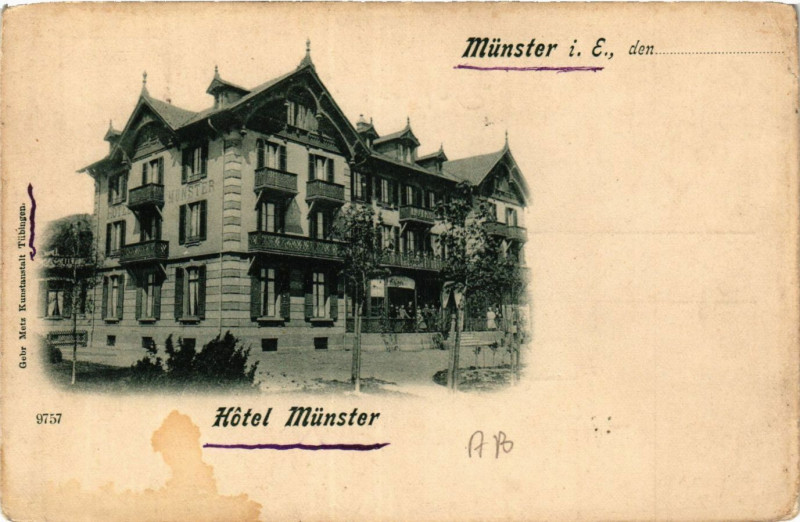 Carte postale ancienne Munster - Hotel Munster à Munster