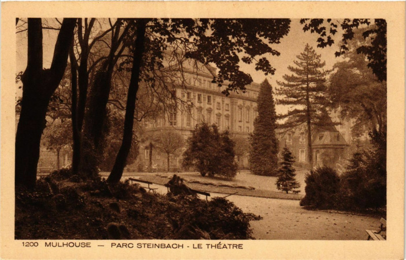 Carte postale ancienne Mulhouse - Parc Steinbach - Le Theatre à Mulhouse