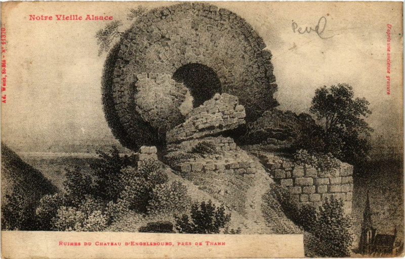 Carte postale ancienne Ruines du Chateau d'Engelsbourg pres de Thann à Thann