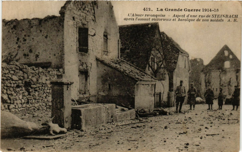 Carte postale ancienne Aspect d'une rue de Steinbach apres l'Assaut à Steinbach
