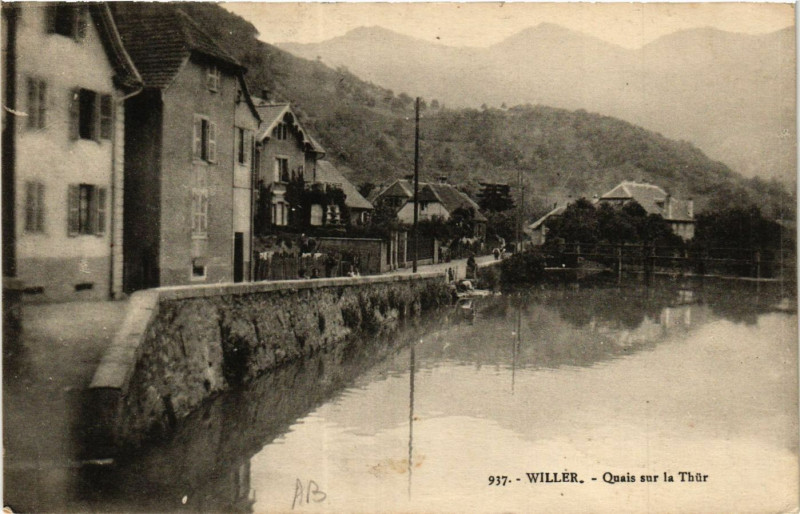 Carte postale ancienne Willer- Quais sur la Thur à Willer