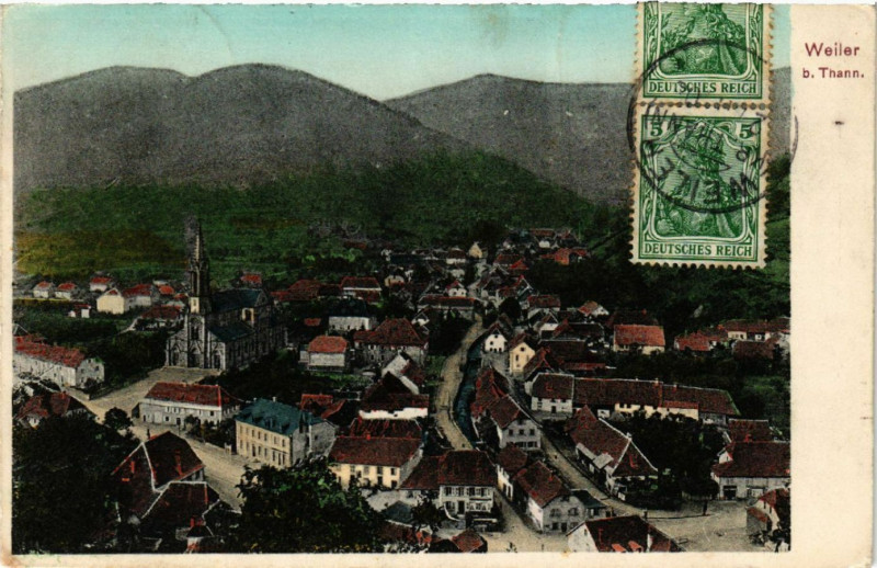Carte postale ancienne Weiler b. Thann - Panorama - Vue générale à Thann